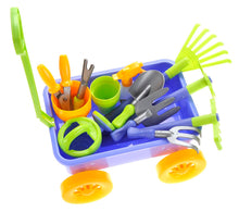Load image into Gallery viewer, Garden Wagon & Tools Toy Set for Kids with 8 Gardening Tools, 4 Pots, Water Pail and Spray