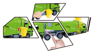 Friction Powered Recycling Garbage Truck With Side Loading And Back Dump For Kids