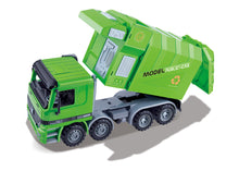 Load image into Gallery viewer, Friction Powered Recycling Garbage Truck With Side Loading And Back Dump For Kids