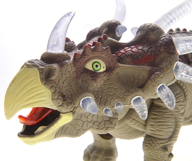 Walking Triceratops Dinosaur Toy Figure (Green)