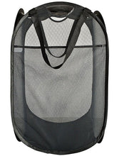 Load image into Gallery viewer, Mesh Pop Up Laundry Basket With Side Pocket (Black)