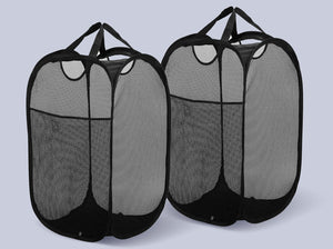 Mesh Pop Up Laundry Basket With Side Pocket (Black)