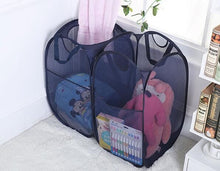 Load image into Gallery viewer, Mesh Pop Up Laundry Basket With Side Pocket (Dark Blue)