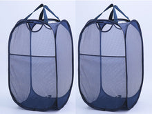 Load image into Gallery viewer, Mesh Pop Up Laundry Basket With Side Pocket (Dark Blue)