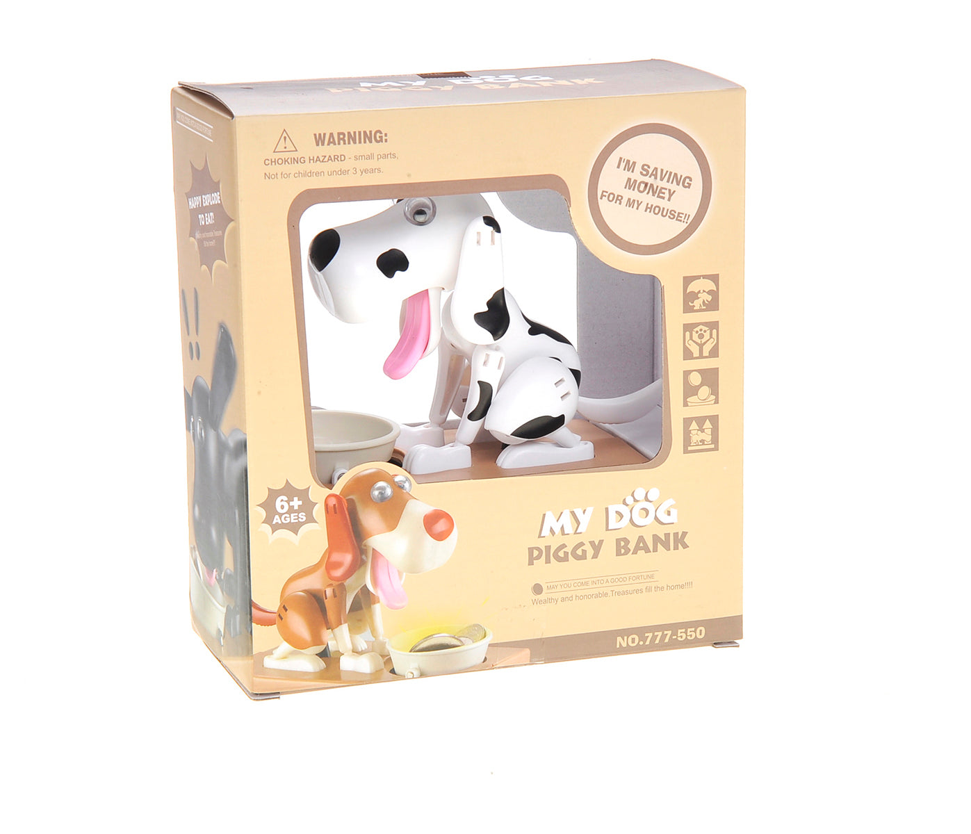 My Dog Piggy Bank - Robotic Coin Munching Money Box (White Black)