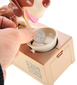 My Dog Piggy Bank - Robotic Coin Munching Money Box (White Brown)