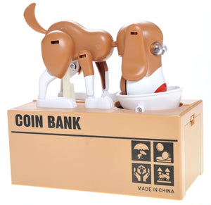 My Dog Piggy Bank - Robotic Coin Munching Money Box (White Brown)