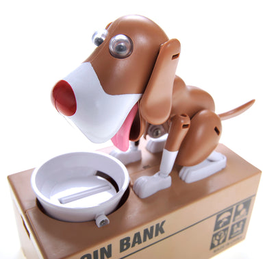 My Dog Piggy Bank - Robotic Coin Munching Money Box (White Brown)