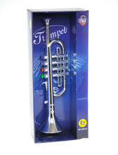 Load image into Gallery viewer, Metallic Silver Kids Trumpet Horn Wind Instrument with 4 Colored Keys