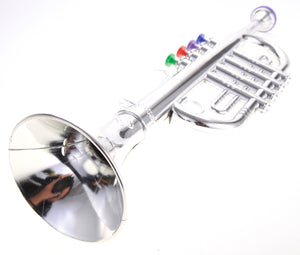 Metallic Silver Kids Trumpet Horn Wind Instrument with 4 Colored Keys