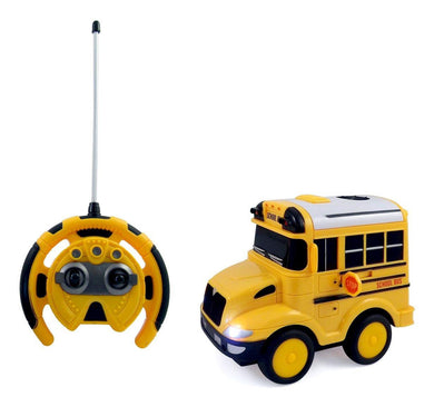 School Bus RC Toy Car for kids with Steering Wheel Remote, Lights and Sounds PS26A