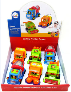 Push And Go Friction Powered Trucks (Cement Mixer, Sweeper, And Harvester)