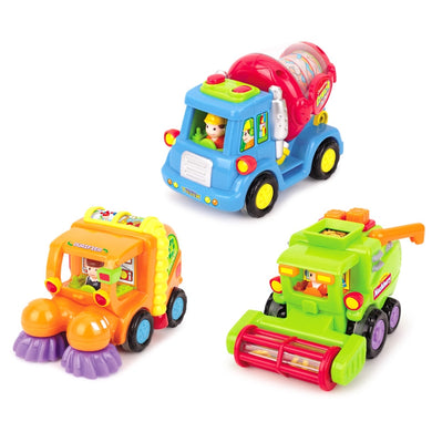 Push And Go Friction Powered Trucks (Cement Mixer, Sweeper, And Harvester)