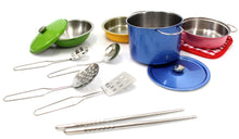 Load image into Gallery viewer, Metal Pots and Pans Kitchen Cookware Playset