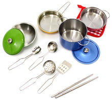 Load image into Gallery viewer, Metal Pots and Pans Kitchen Cookware Playset