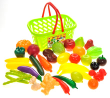 Load image into Gallery viewer, Fruits and Vegetables Shopping Basket Grocery Play Food Set for Kids