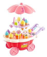 Load image into Gallery viewer, Pink Candy Ice Cream Cart Electrical with Light and Music 39PCS Miniature Sweet Shop Trolley Pretend Role Play