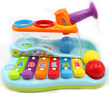 Load image into Gallery viewer, Rainbow Xylophone Piano Pounding Bench for Kids with Balls and Hammer