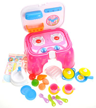 Load image into Gallery viewer, Electric Portable Kids Kitchen Cooking Set Toy - Lights &amp; Sounds - Folds into Stepstool