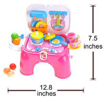 Load image into Gallery viewer, Electric Portable Kids Kitchen Cooking Set Toy - Lights &amp; Sounds - Folds into Stepstool