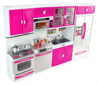 My Modern Kitchen 32 Full Deluxe Kit Battery Operated Kitchen Playset: Refrigerator, Stove, Sink, Microwave