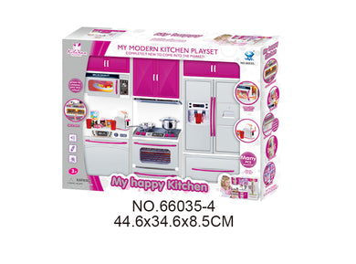 My Modern Kitchen Full Deluxe Kit Battery Operated Kitchen Playset: Refrigerator, Stove, Microwave