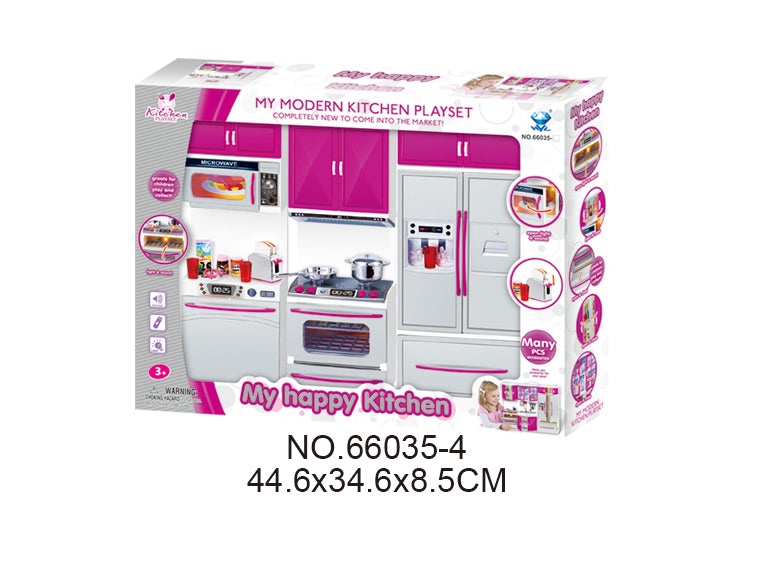 My Modern Kitchen Full Deluxe Kit Battery Operated Kitchen Playset: Refrigerator, Stove, Microwave