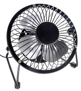 Portable Metal USB Mini Table Fan - Black