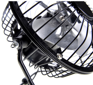 Portable Metal USB Mini Table Fan - Black