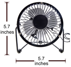 Portable Metal USB Mini Table Fan - Black